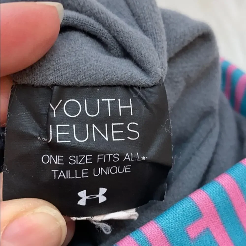 Under Armour Pink & Blue Logo Beanie Youth OS